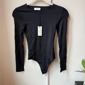 Aritzia Black Contour Long Sleeve Bodysuit